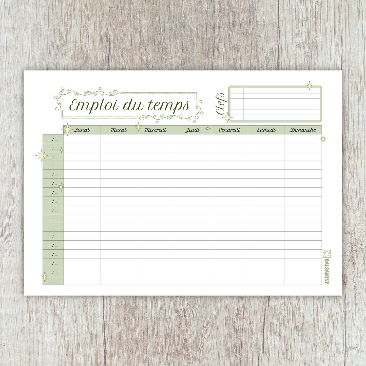 Imprimable : Emploi du temps