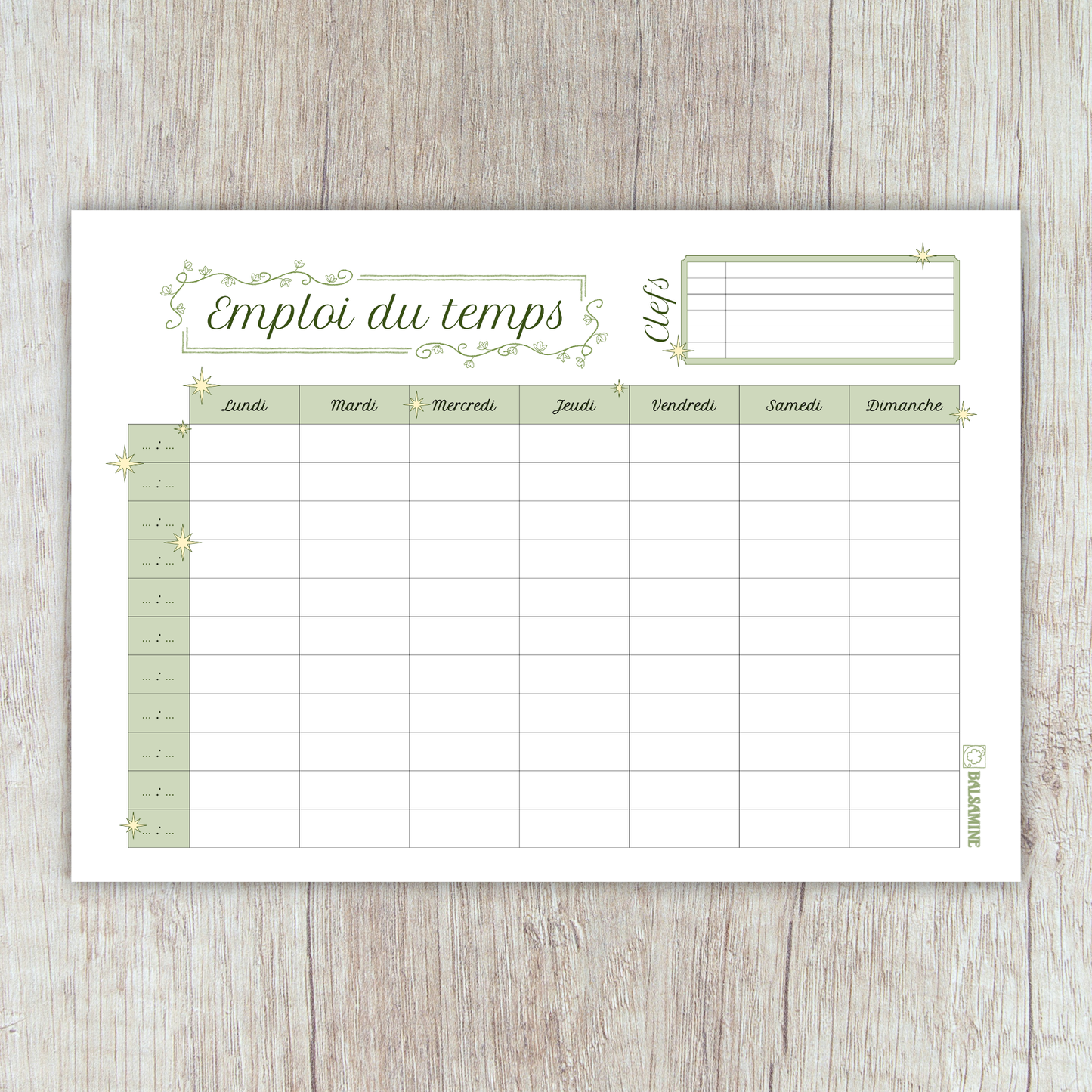 Imprimable : Emploi du temps
