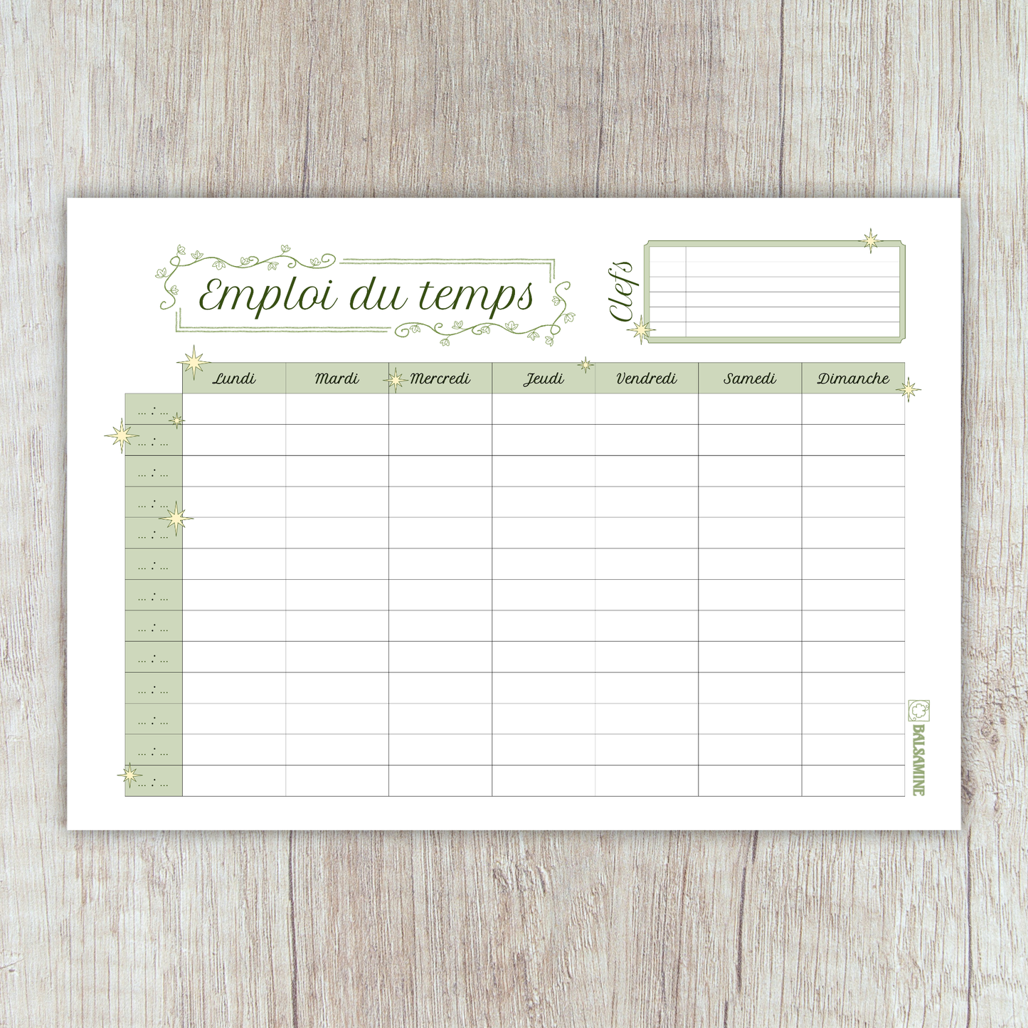 Imprimable : Emploi du temps